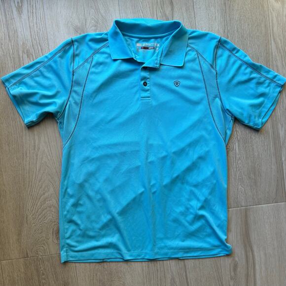 Ariat Other - AriatTEK Heat Series Mens Medium Blue Performance Polo Shirt Western Golf